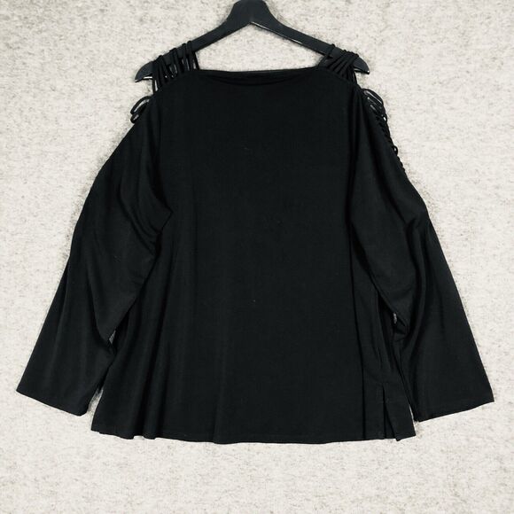 CATO Ladder Sleeve & Shoulder Cutout V-Neck Top PLUS 18/20W L/SLV Witchygoth - Picture 6 of 11